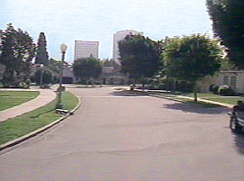 Looking down the street